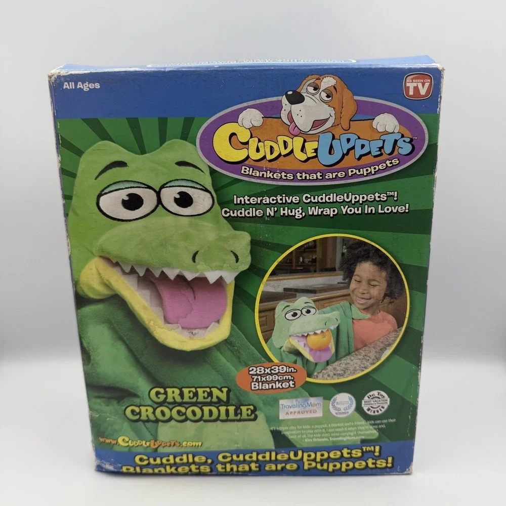 Cuddleuppets Puppet Blanket Alligator Crocodile 28x39 Green Jay @ Play